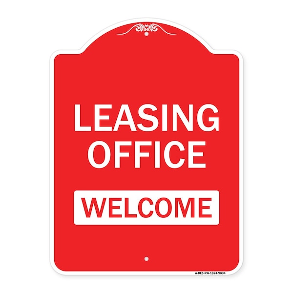 Signmission Leasing Office Welcome Heavy-Gauge Aluminum Architectural Sign, 24" x 18", RW-1824-9834 A-DES-RW-1824-9834 - main